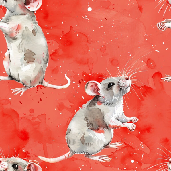 Download Playful Mice Illustration on Red Background Patterns Online ...