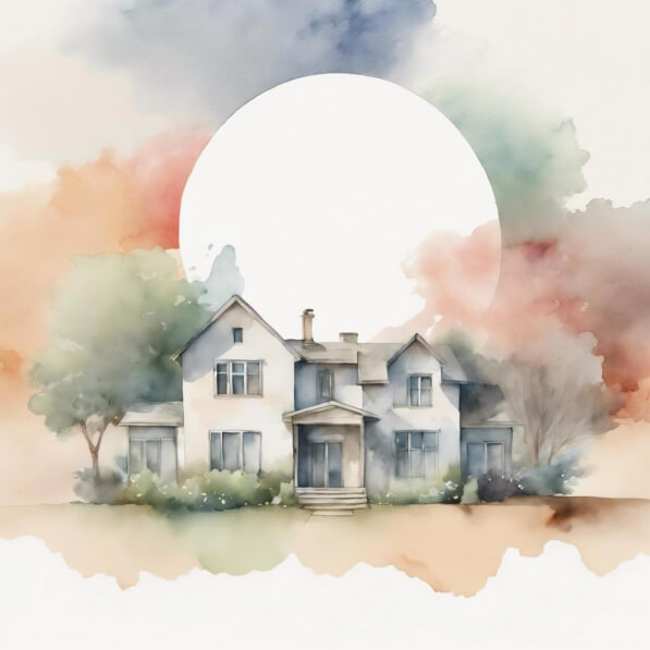 Download Watercolor House with Colorful Background Backgrounds Online ...