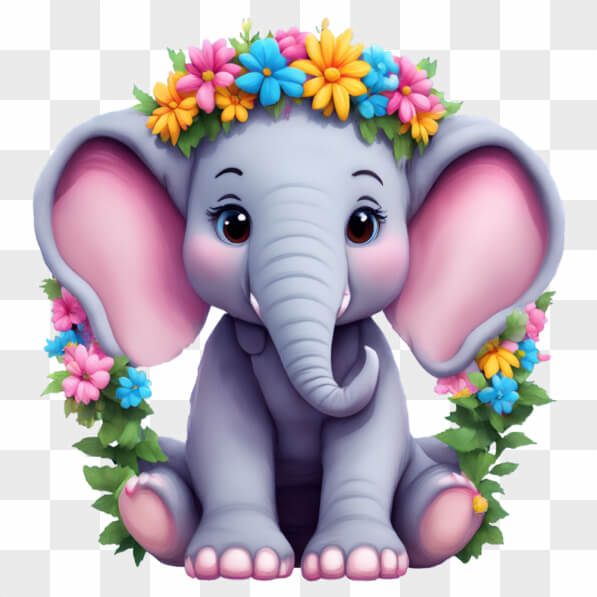 Download Cute Cartoon Elephant with Floral Crown Cartoons Online ...