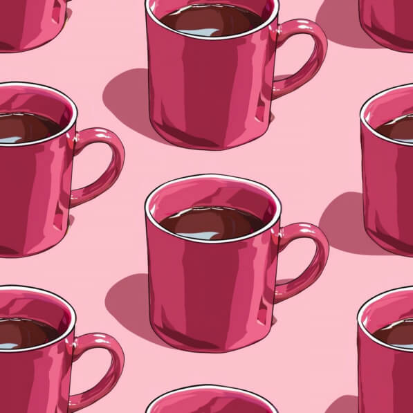 Pink Coffee Draw Pattern Download Pattern of Pink Coffee Mugs Patterns Online - Creative Fabrica