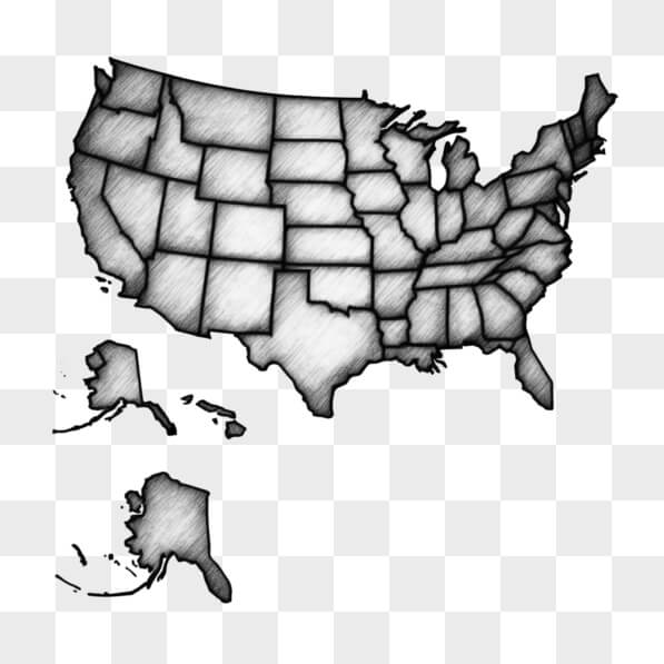 Download Outline Map of the United States Sketches Online - Creative ...