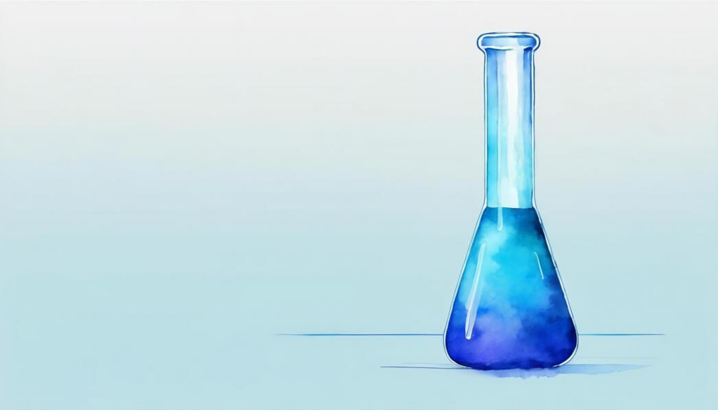 Download Laboratory Flask with Blue Liquid on Gradient Background ...