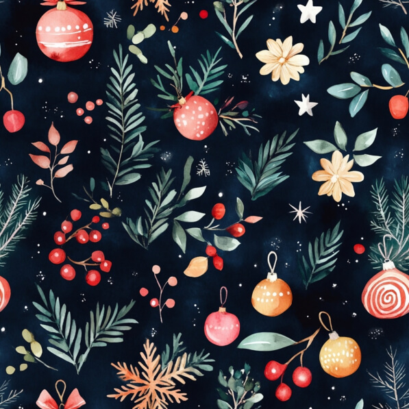 Download Festive Holiday Pattern with Ornaments and Foliage Patterns ...