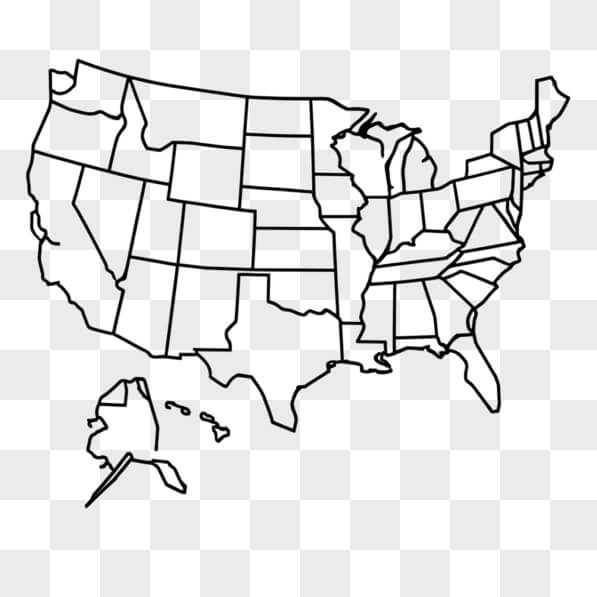 Download Outline Map of the United States Sketches Online - Creative ...