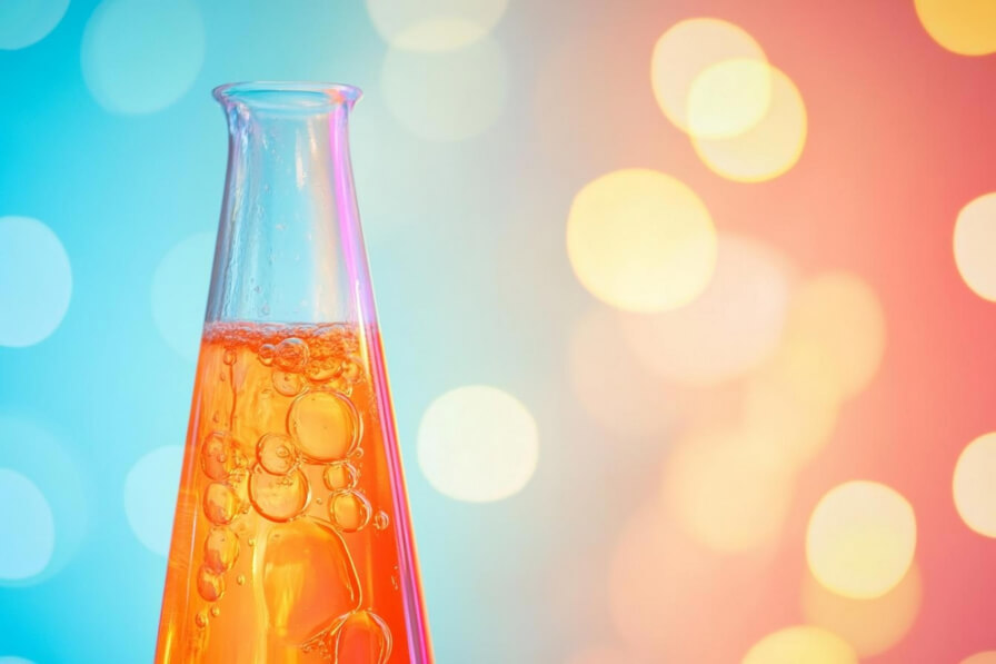 Download Laboratory Flask with Bubbling Orange Liquid Backgrounds ...