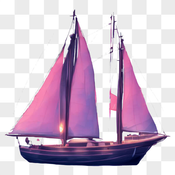 Barco Rosa Baixe Barco à vela elegante com velas cor-de-rosa Cartoons - Creative ...