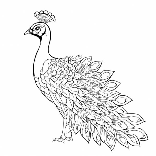 Download Intricate Line Art of a Peacock Coloring pages Online ...