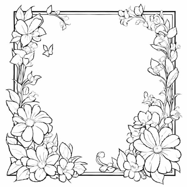 Download Floral Border Design Coloring pages Online - Creative Fabrica