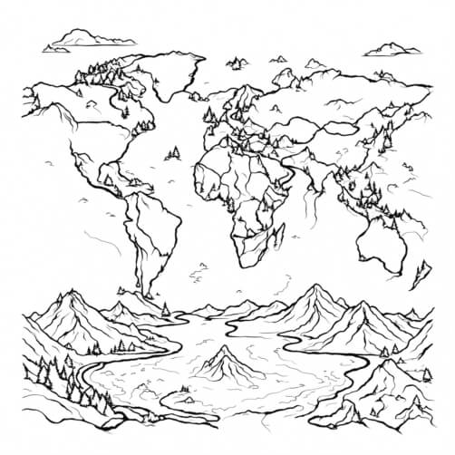 Free Printable Coloring Page World Map 2025 