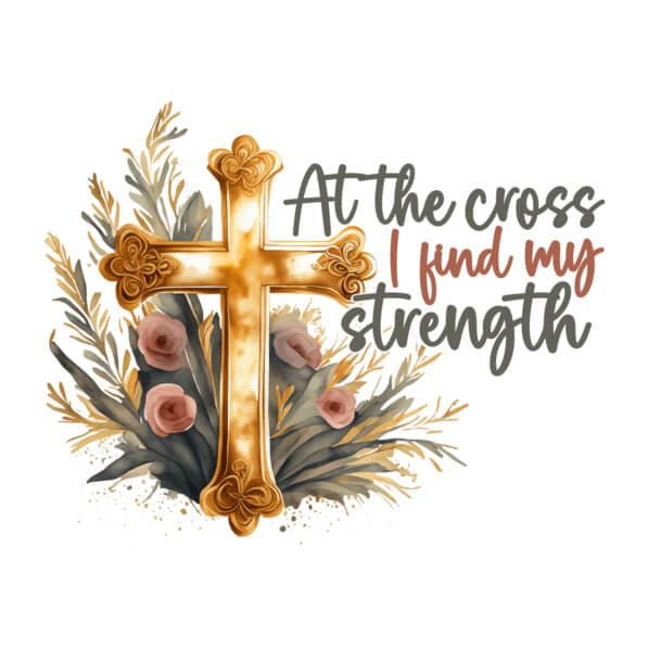 Script Text Cross Download Golden Cross with Floral Accents and Inspirational Text Quotes ...