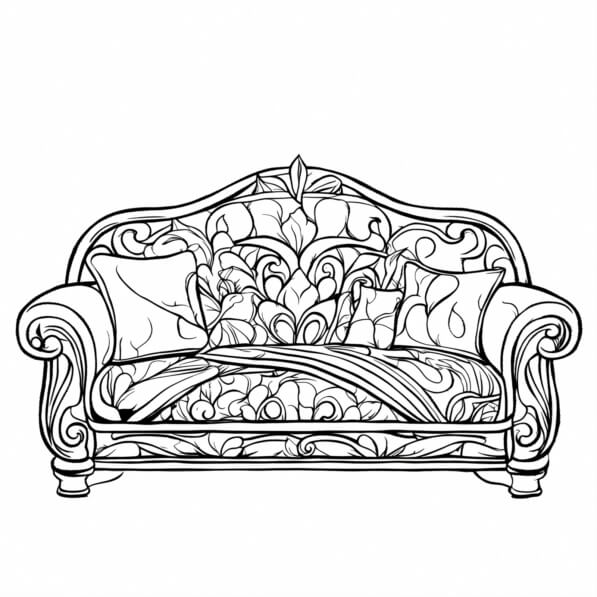 Download Intricate Floral Couch Design Coloring pages Online - Creative ...