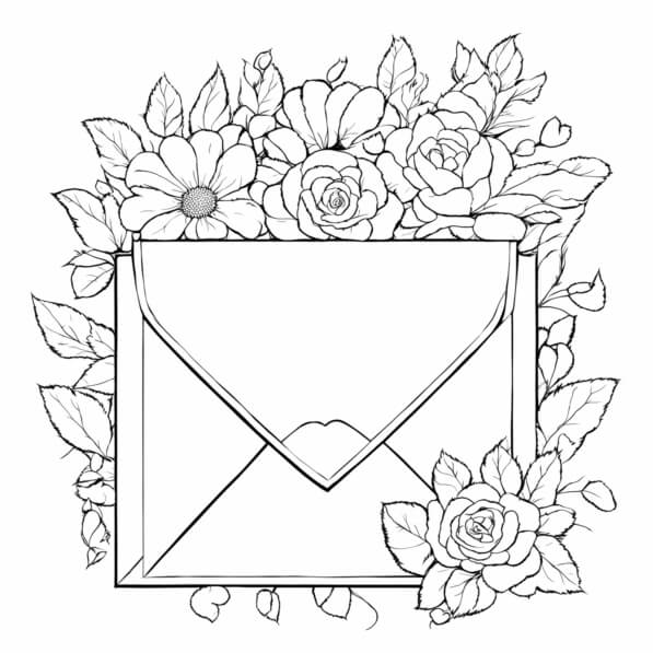 Download Floral Envelope Illustration Coloring pages Online - Creative ...