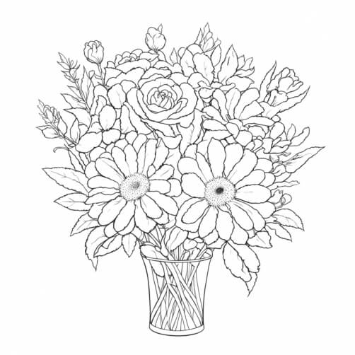 Blumenstrauß im Linienstil Hintergründe thumbnail