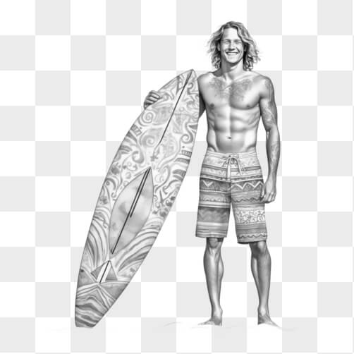 Smiling Surfer with Surfboard on the Beach Patterns Smiling Surfer with Surfboard on the Beach Patterns thumbnail