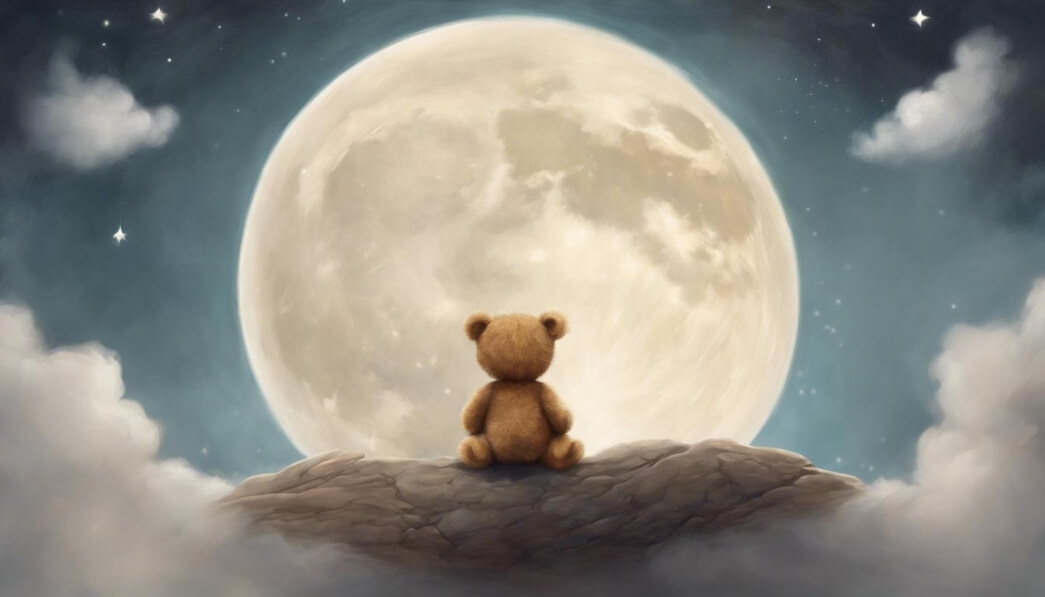 Download Teddy Bear Under a Full Moon Backgrounds Online - Creative Fabrica
