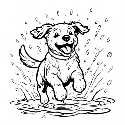 Download Playful Dog Splashing in Water Coloring pages Online ...