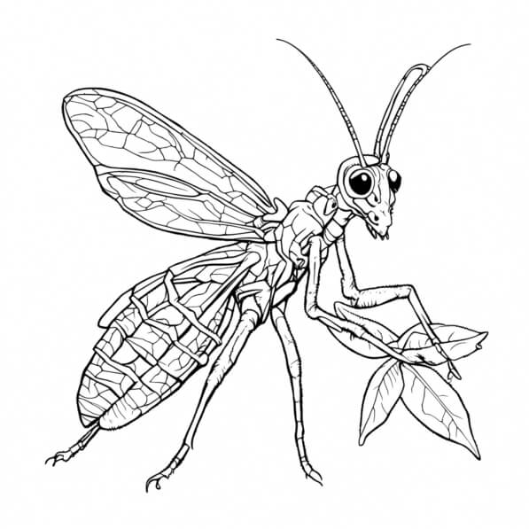 Download Stylized Insect Holding Leaf Coloring pages Online - Creative ...