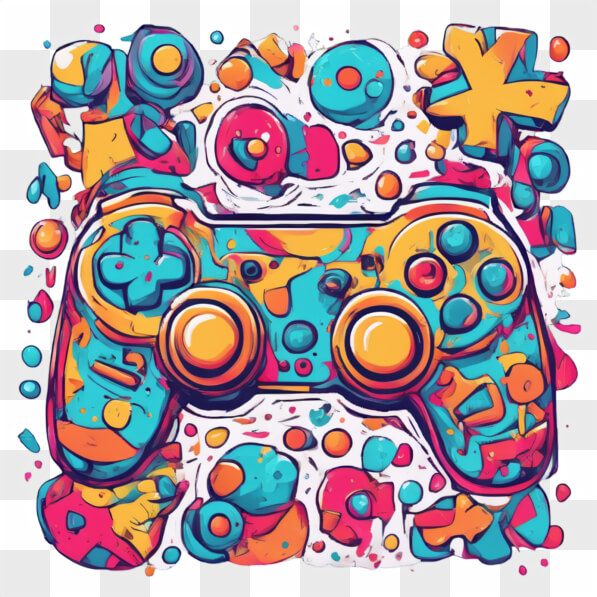 Download Colorful Gaming Controller with Abstract Background Cartoons ...