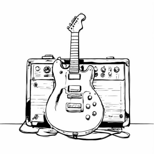 Download Electric Guitar and Amplifier Sketch Coloring pages