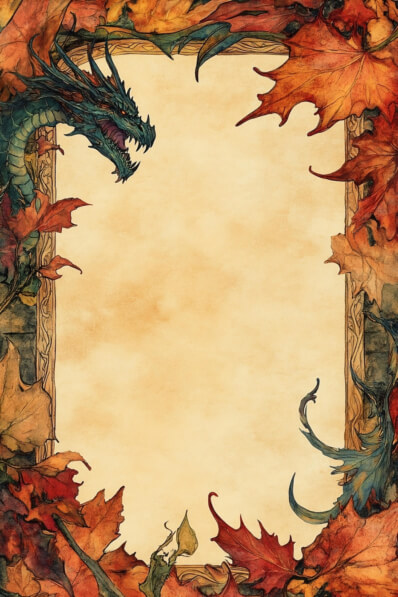 Download Dragon and Autumn Leaves Border Backgrounds Online - Creative ...