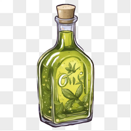 Olive Oil Bottle with Herbs Sketches thumbnail