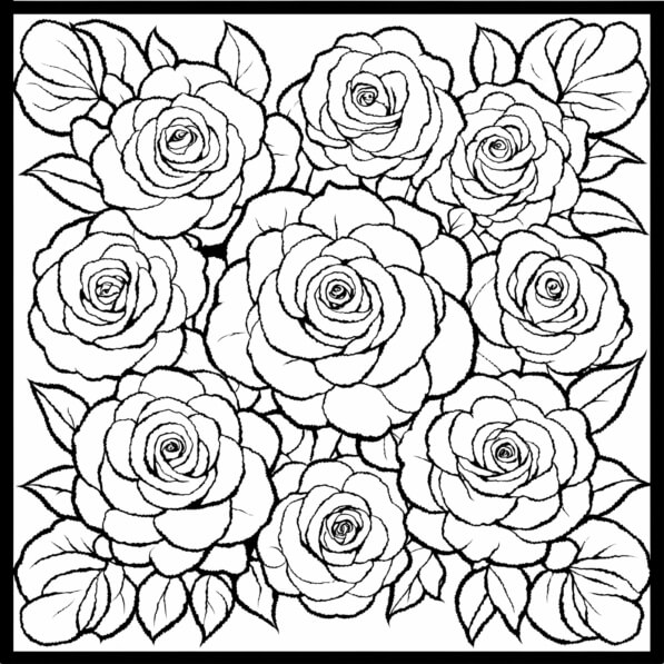 Download Intricate Rose Design in Black and White Coloring pages Online ...