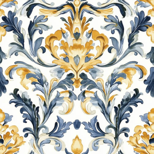 Download Elegant Floral Wallpaper Pattern in Blue and Gold Patterns ...