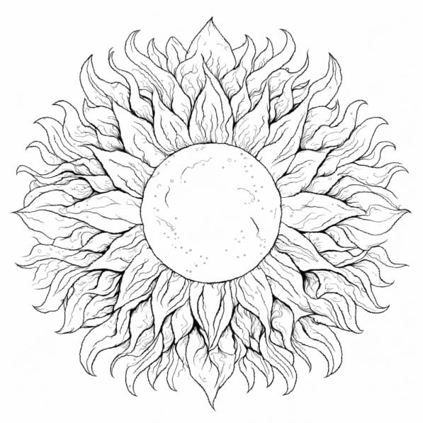 Download Stylized Sun with Leaf Patterns Coloring pages Online ...