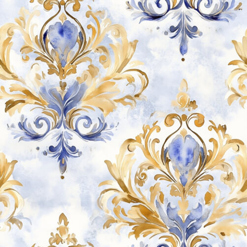 Download Elegant Floral Wallpaper Pattern in Blue and Gold Patterns ...