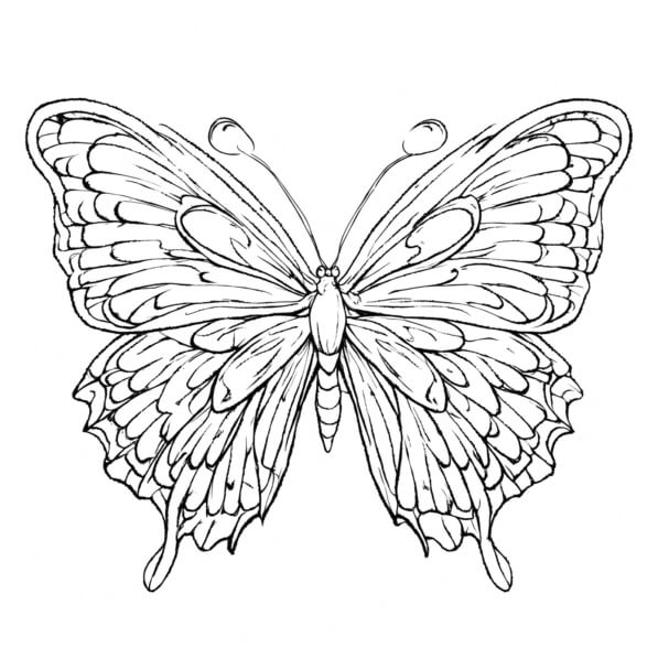 Download Detailed Line Drawing of a Butterfly Coloring pages Online ...