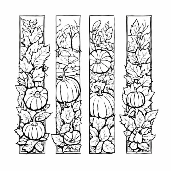 Download Pumpkin and Leaf Illustration Coloring pages Online - Creative ...