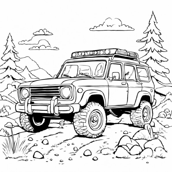 Download Off-Road Vehicle in a Natural Landscape Coloring pages Online ...