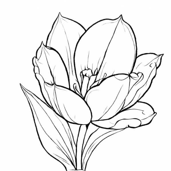 Download Line Drawing of a Tulip Flower Coloring pages Online ...