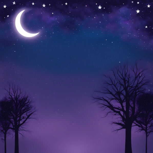 Download Night Sky with Crescent Moon and Silhouetted Trees Backgrounds ...