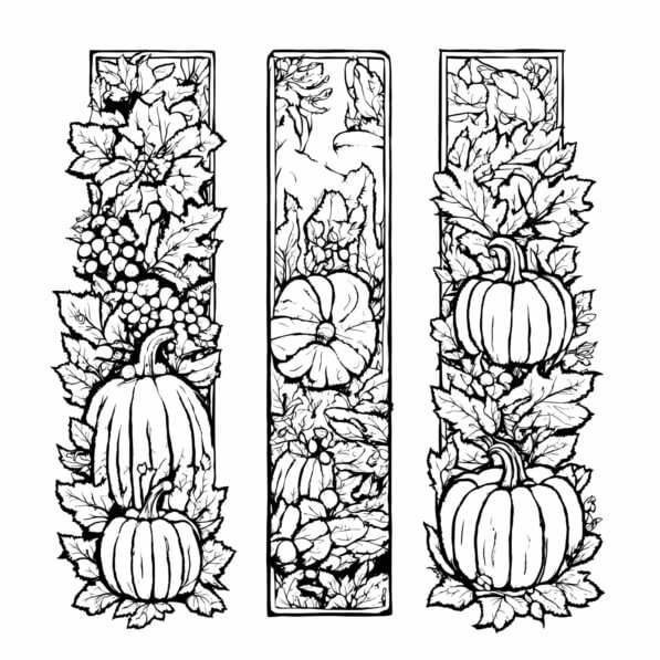 Download Autumnal Pumpkin and Leaf Design Coloring pages Online ...