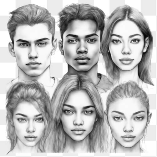 Diverse Faces in Monochrome Art Patterns Diverse Faces in Monochrome Art Patterns thumbnail