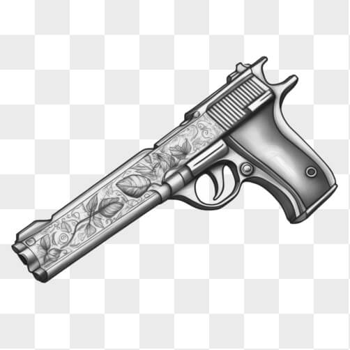 Artistic Handgun with Floral Design Sketches thumbnail
