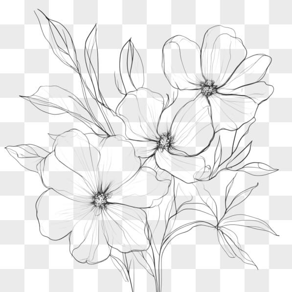 Download Line Drawing of Flowers Sketches Online - Creative Fabrica