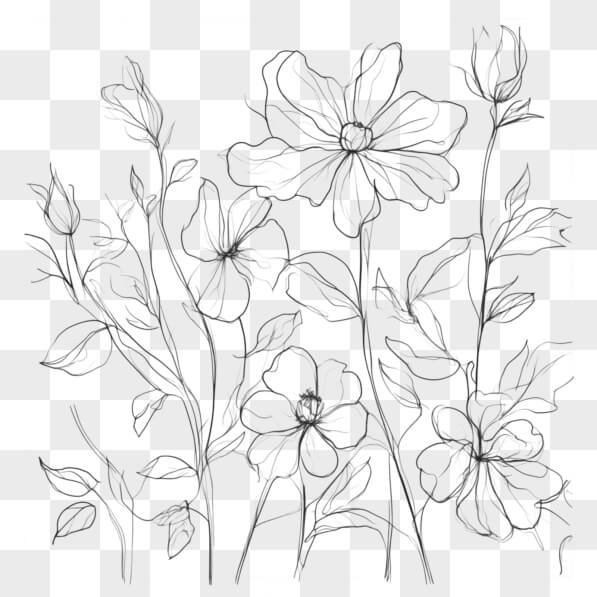 Flower Form A Line Download Line Drawing of Flowers Sketches Online - Creative Fabrica
