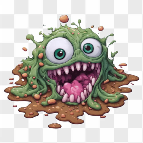 Download Cartoonish Green Slime Monster with Big Eyes Cartoons