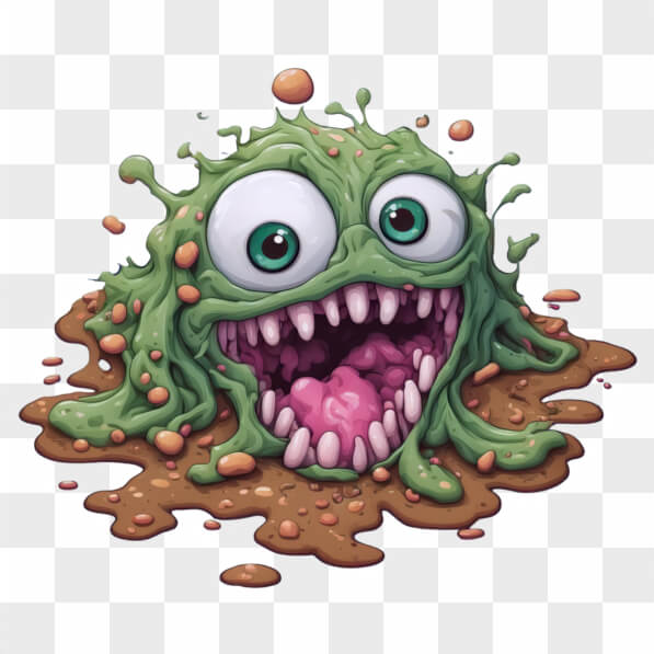 Download Cartoonish Green Slime Monster with Big Eyes Cartoons