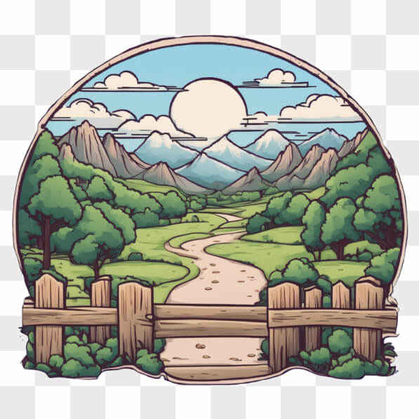 Download Serene Landscape with Mountains and Path Cartoons Online ...