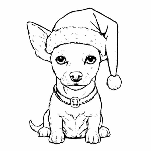 Download Chihuahua Dog Wearing a Santa Hat Coloring pages Online ...
