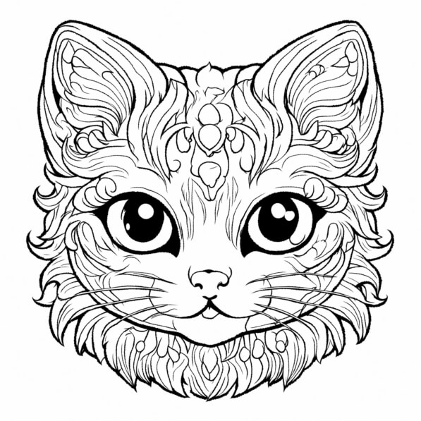 Download Intricate Cat Face Illustration Coloring pages Online ...
