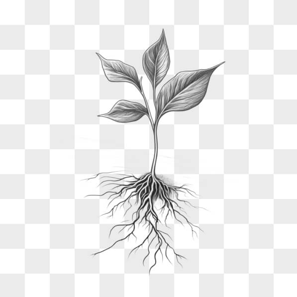 Download Illustration of a Young Plant with Roots Sketches Online ...