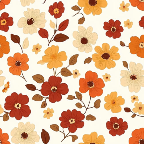 Colorful Floral Pattern on Cream Background Colorful Floral Pattern on Cream Background thumbnail