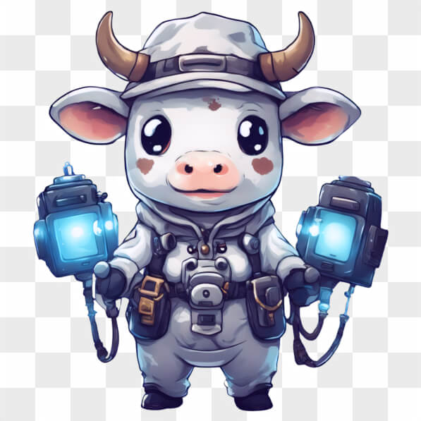 Download Kawaii Cow Character with Futuristic Devices Kawaii Online ...