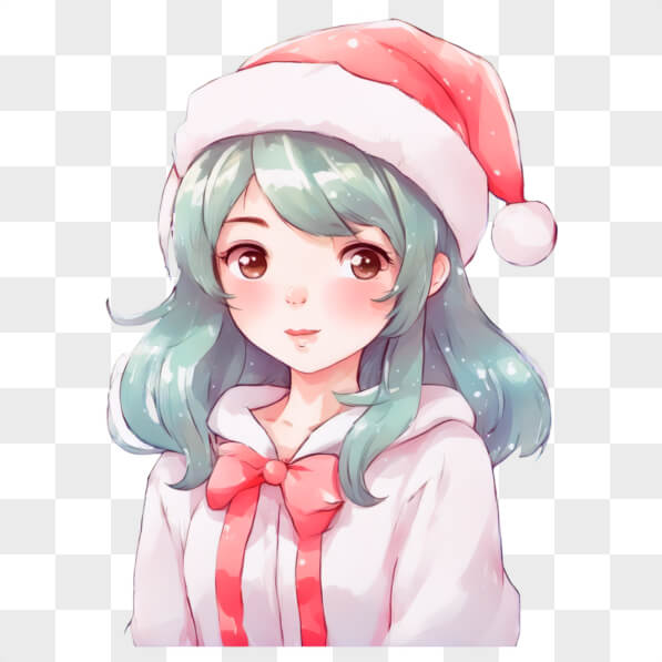 Download Kawaii Girl in Santa Hat Kawaii Online - Creative Fabrica