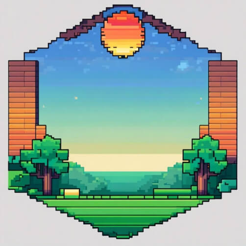Download Pixel Art Landscape with Blue Sky and Clouds Backgrounds ...