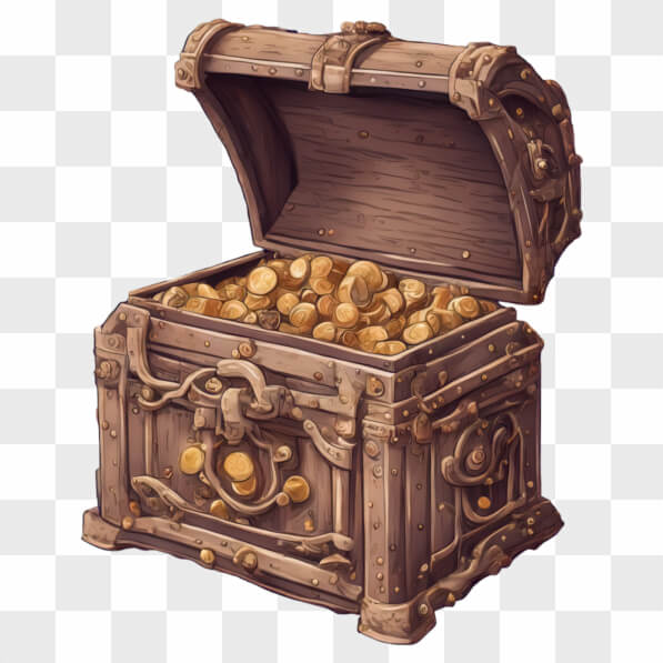 Download Wooden Treasure Chest Filled with Gold Coins Cartoons Online ...